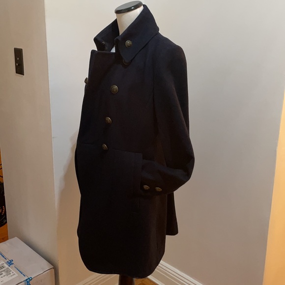 DKNY Navy Wool Jacket Pea Coat with double lane buttons - Picture 5 of 9